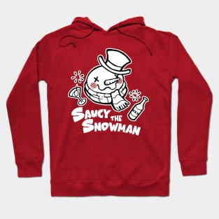 Saucy The Snowman - Frosty Humor - White Outlined Version Hoodie